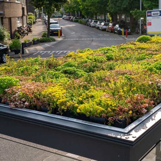Begrüntes Dach einer Bushaltestelle / Bildnachweis: imago images / Hollandse Hoogte