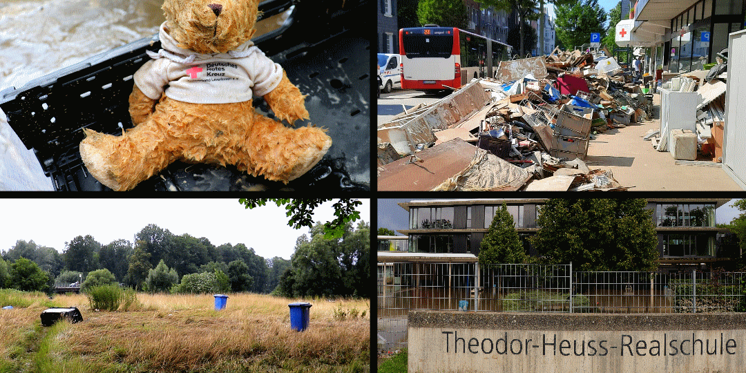 Bildcollage Hochwasser 2021 Leverkusen Bildcollage Hochwasser 2021 Leverkusen